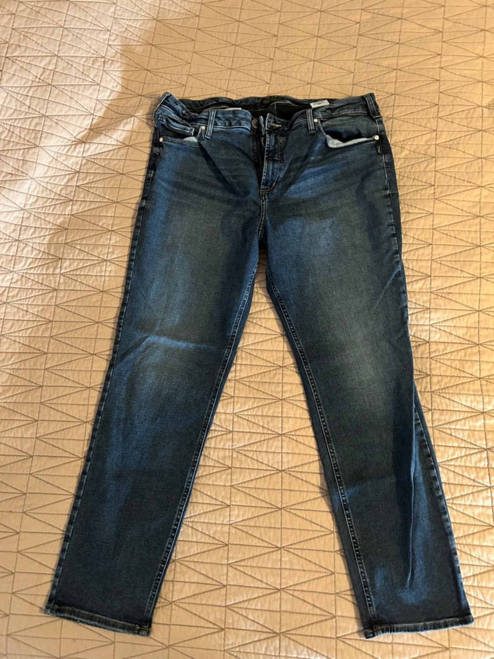 Silver Jeans Women’s Straight Leg Jeans in Dark Blue Wash